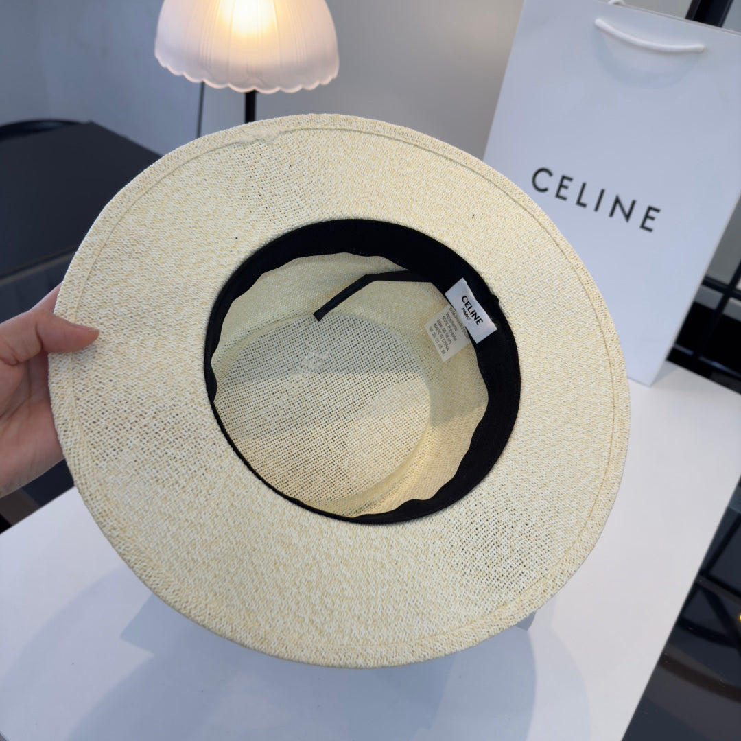Celine Fedora Hat Cream White in PP straw 197595