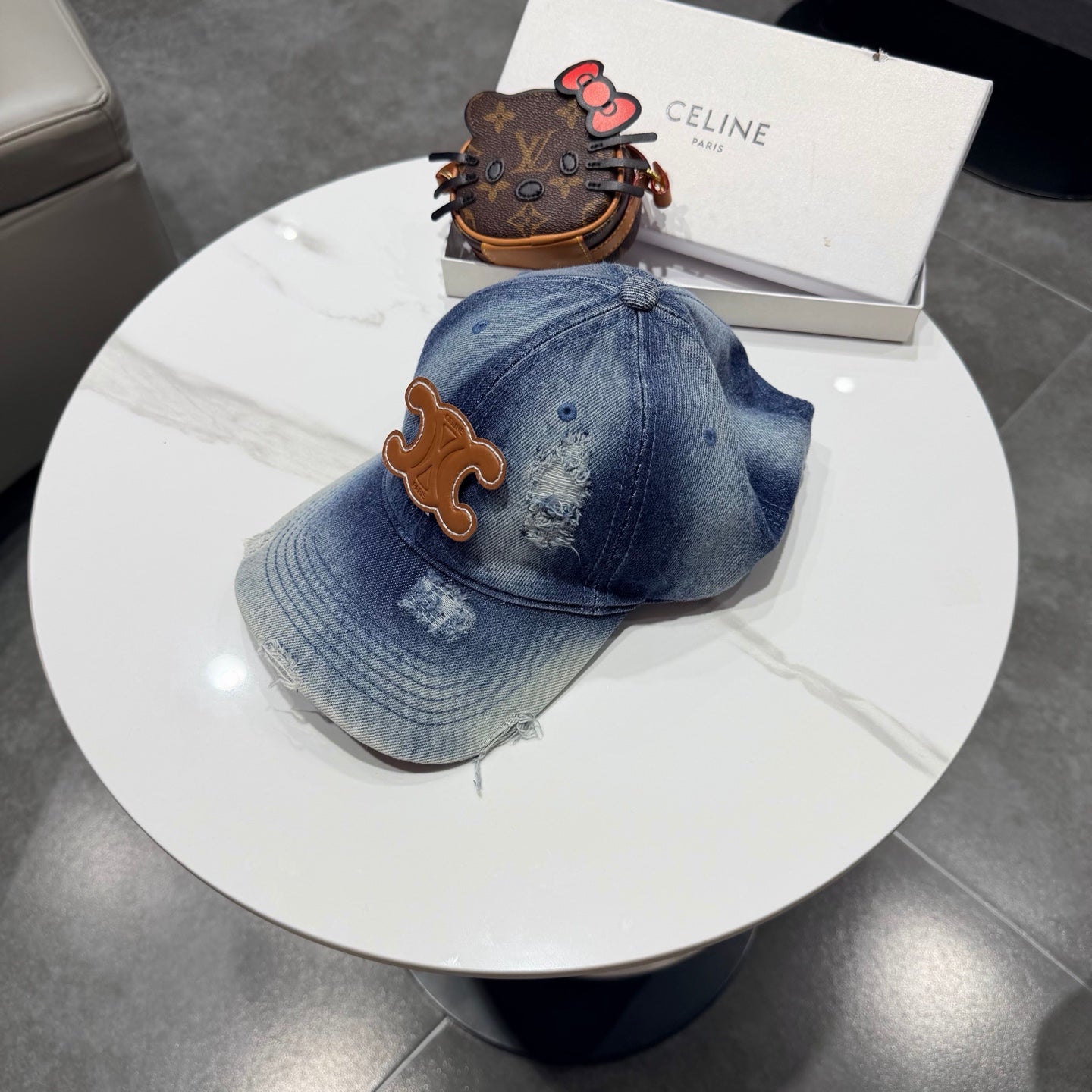 Celine Baseball Cap Blue in Denim 189804