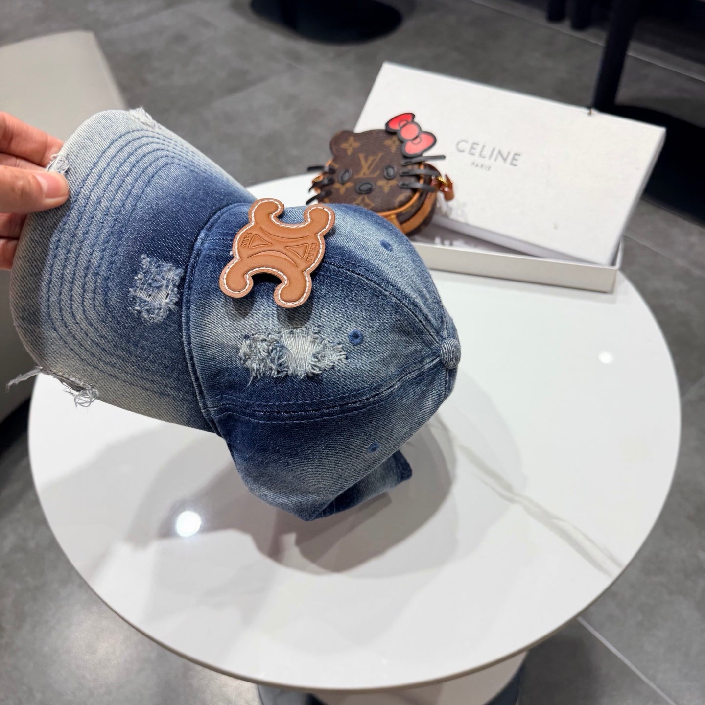 Celine Baseball Cap Blue in Denim 189804