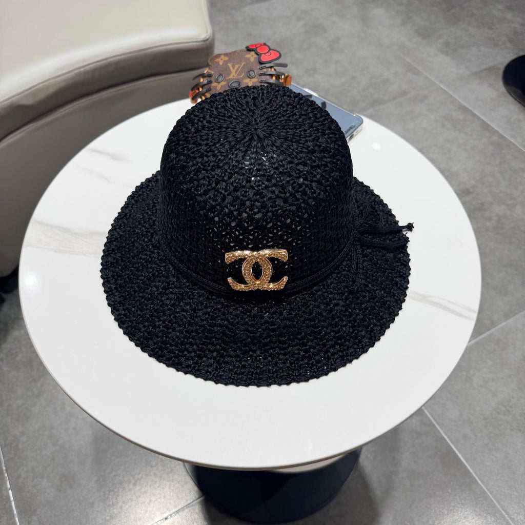 Chanel Fisherman's Hat Black in Straw 201673