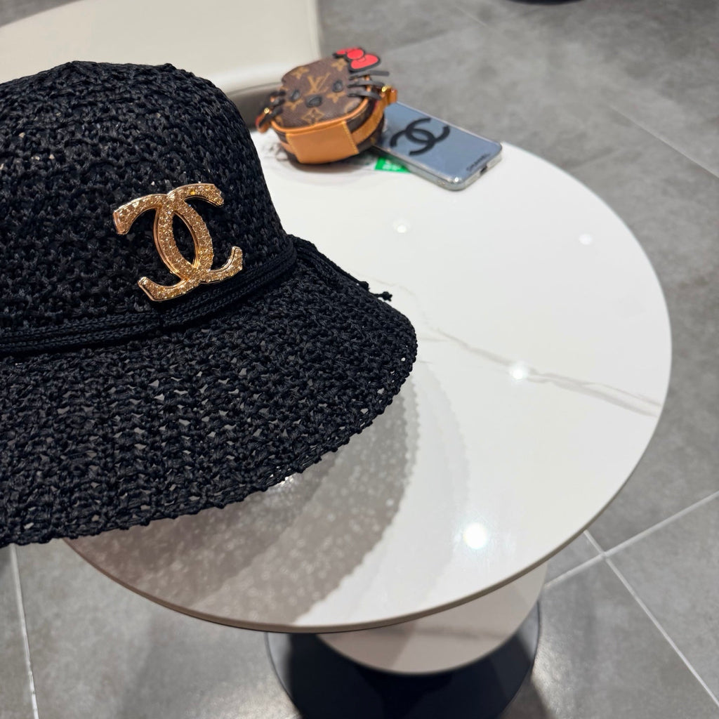 Chanel Fisherman's Hat Black in Straw 201673