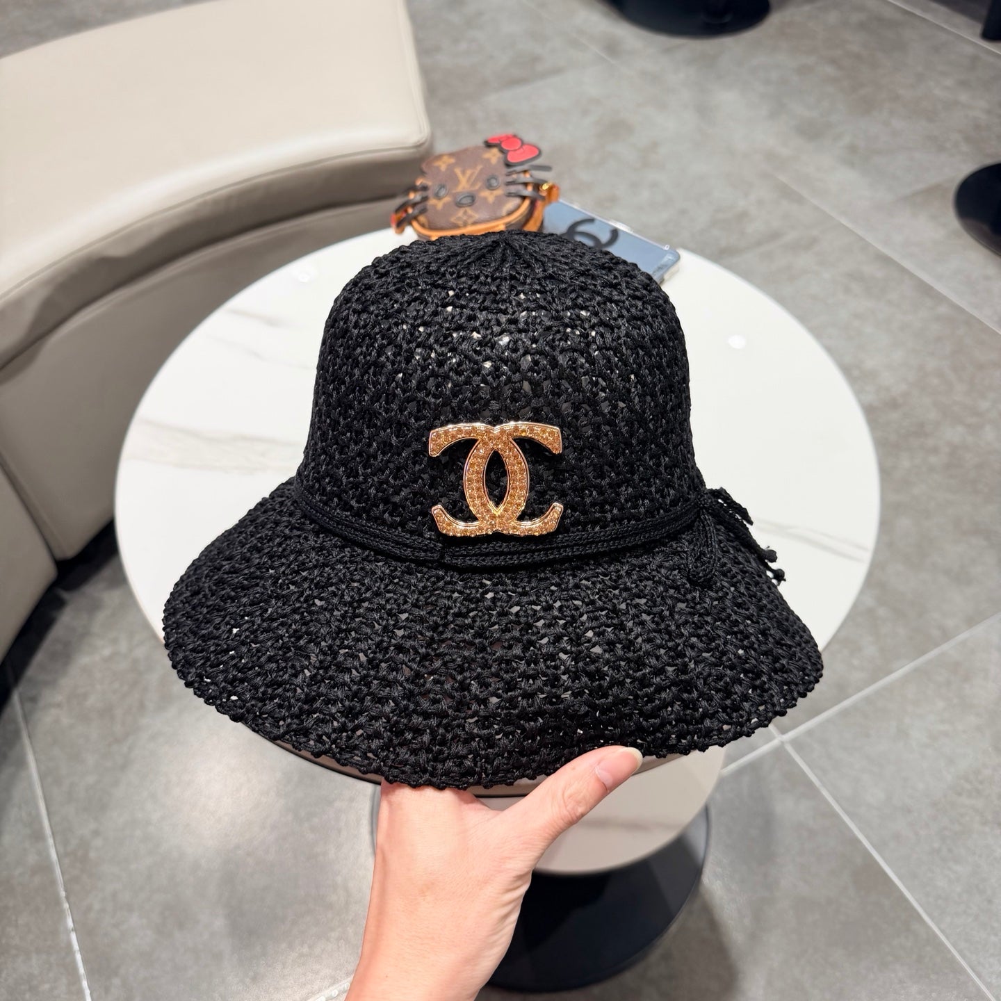 Chanel Fisherman's Hat Black in Straw 201673