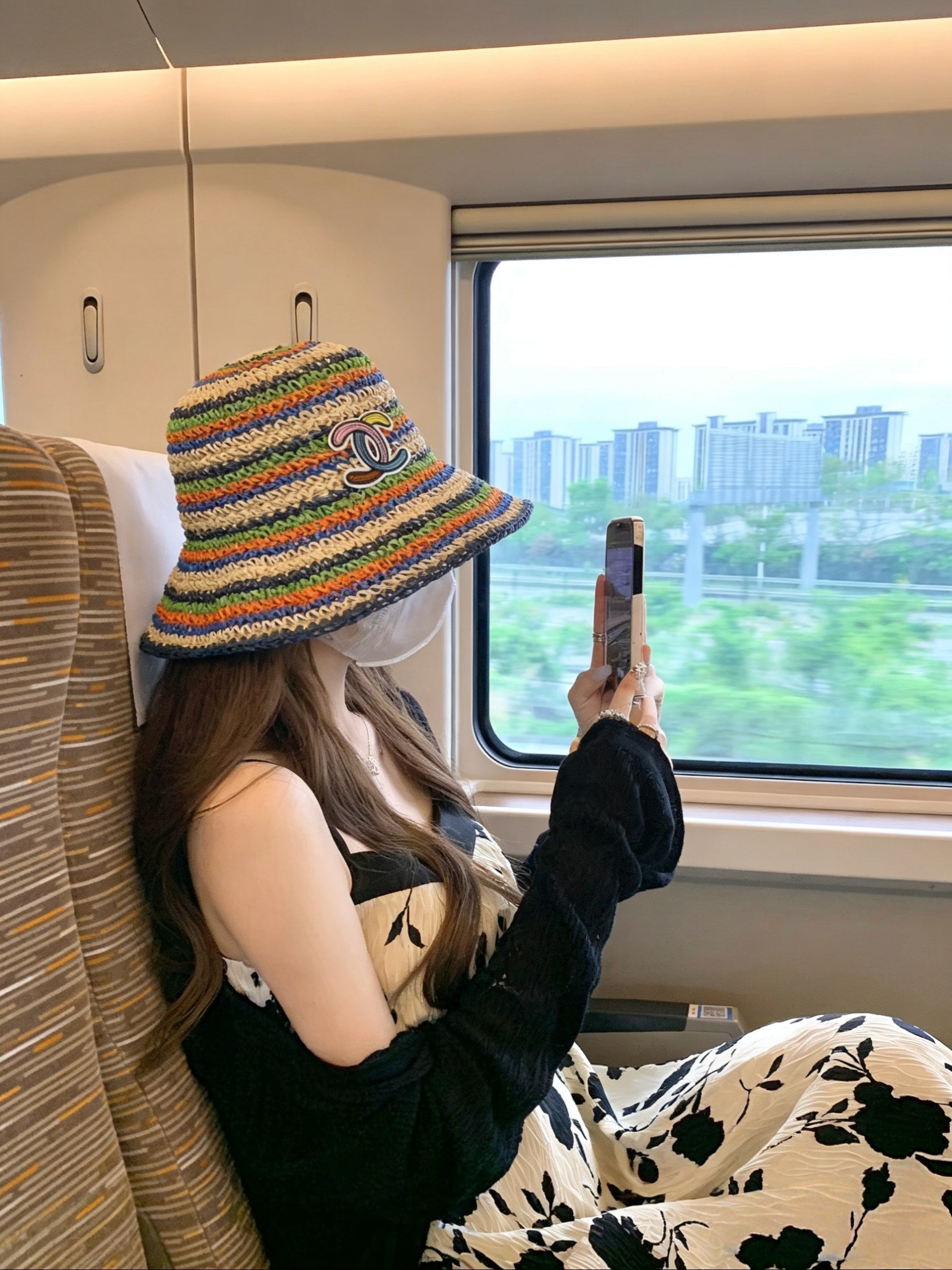 Chanel Rainbow Fisherman Hat in Straw 201577
