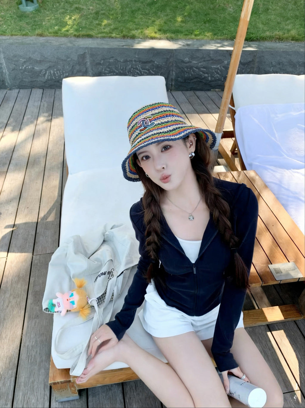 Chanel Rainbow Fisherman Hat in Straw 201577
