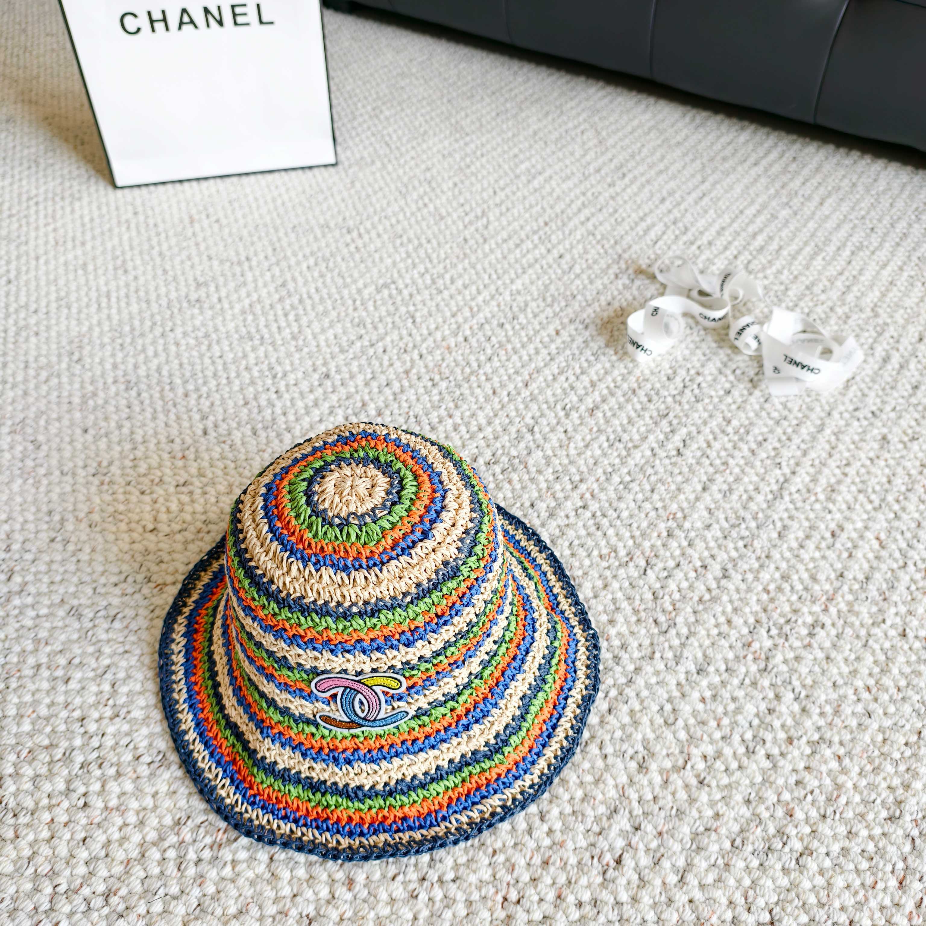 Chanel Rainbow Fisherman Hat in Straw 201577