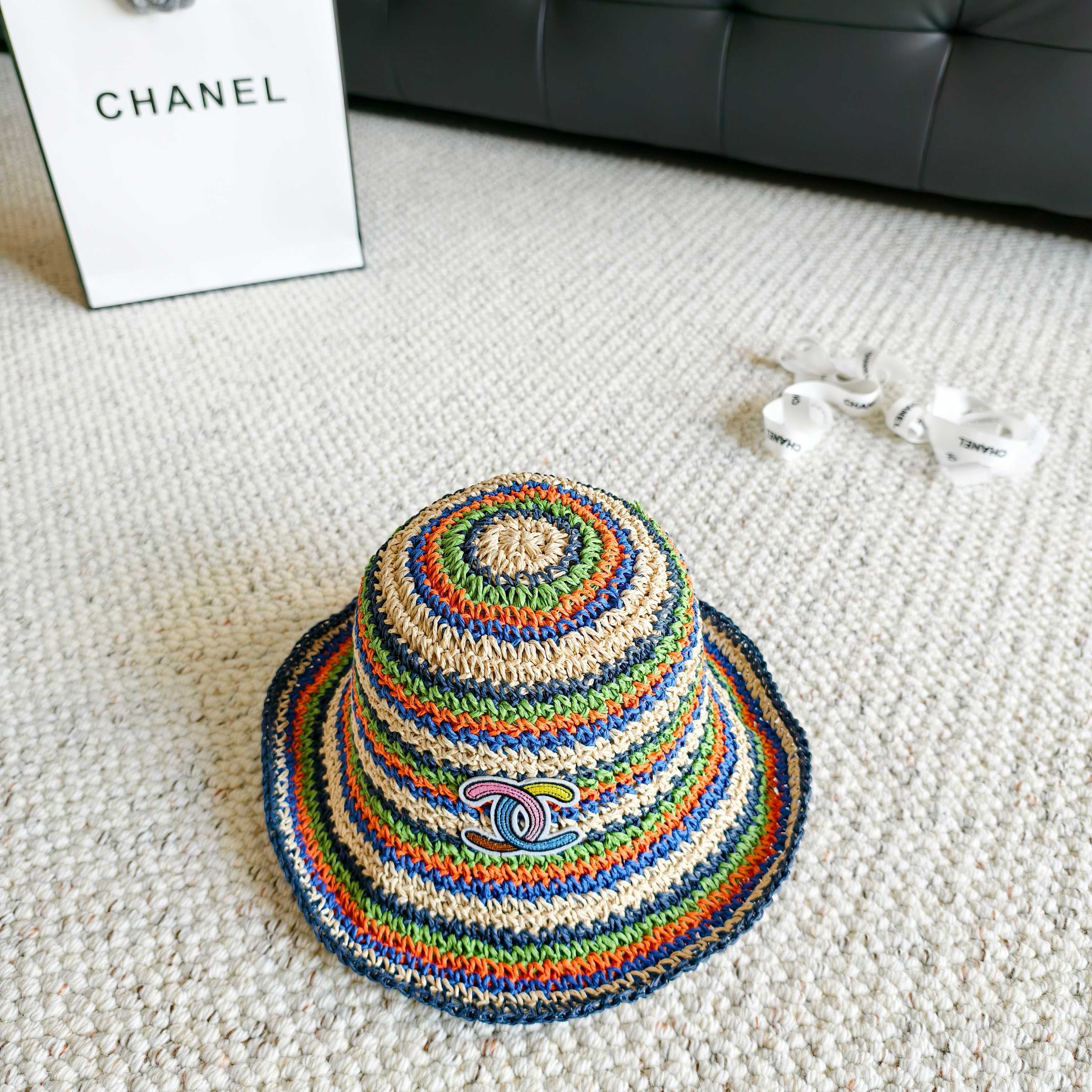 Chanel Rainbow Fisherman Hat in Straw 201577