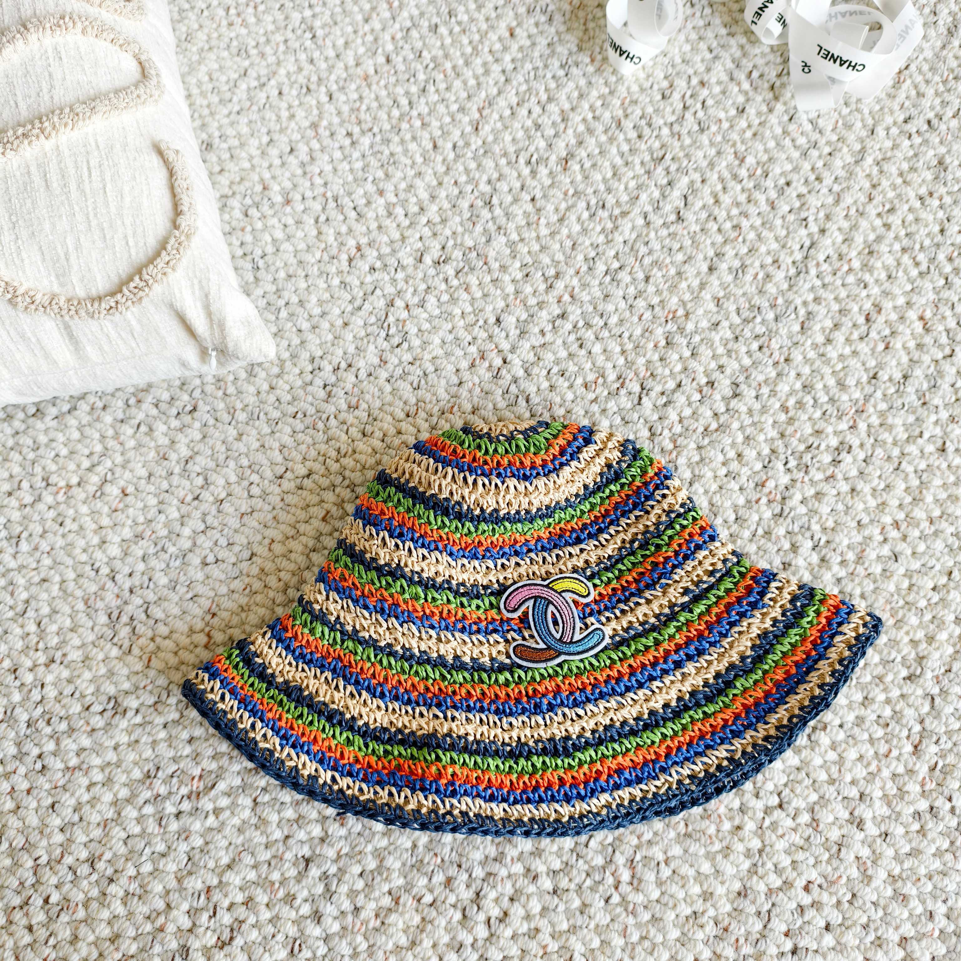 Chanel Rainbow Fisherman Hat in Straw 201577