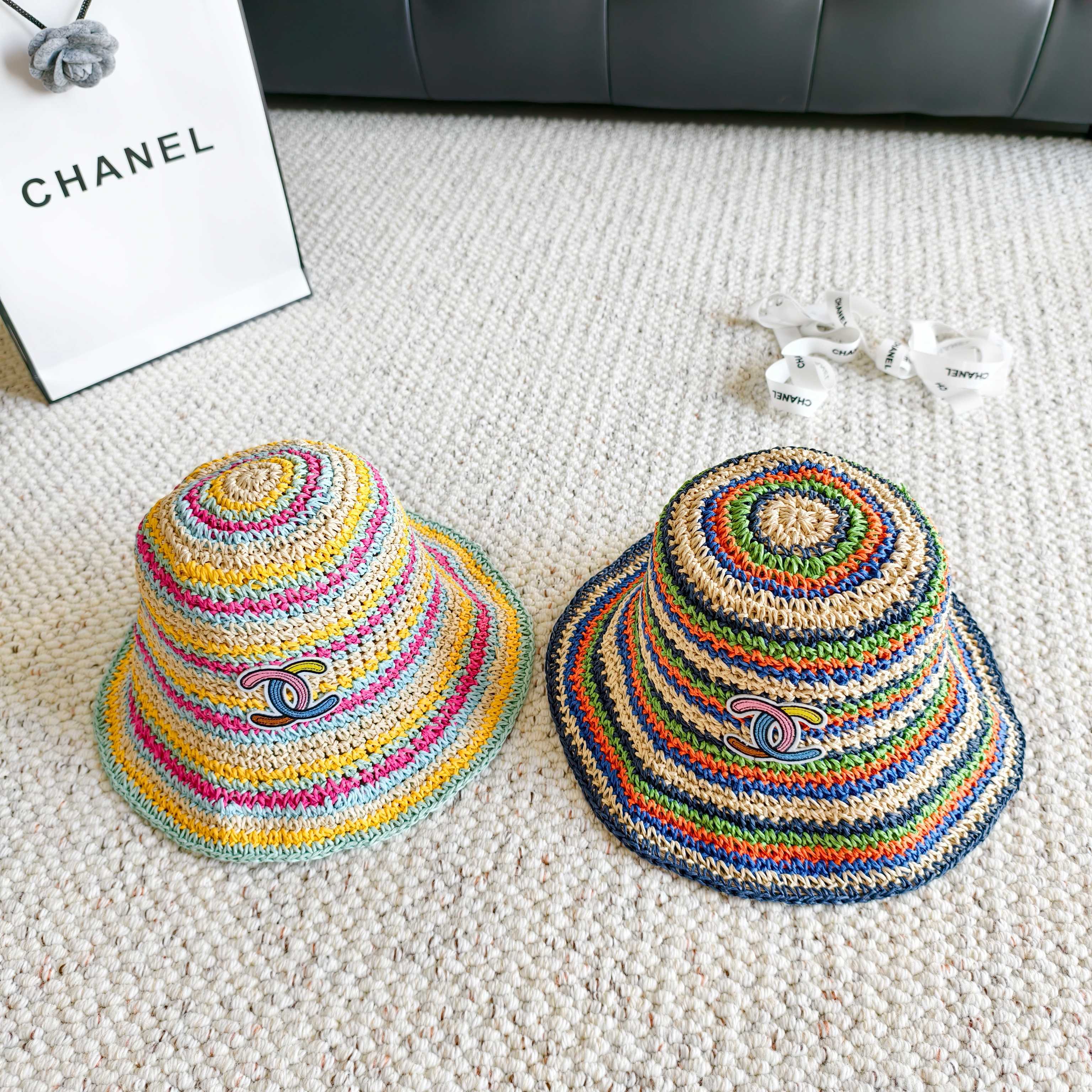 Chanel Rainbow Fisherman Hat in Straw 201577
