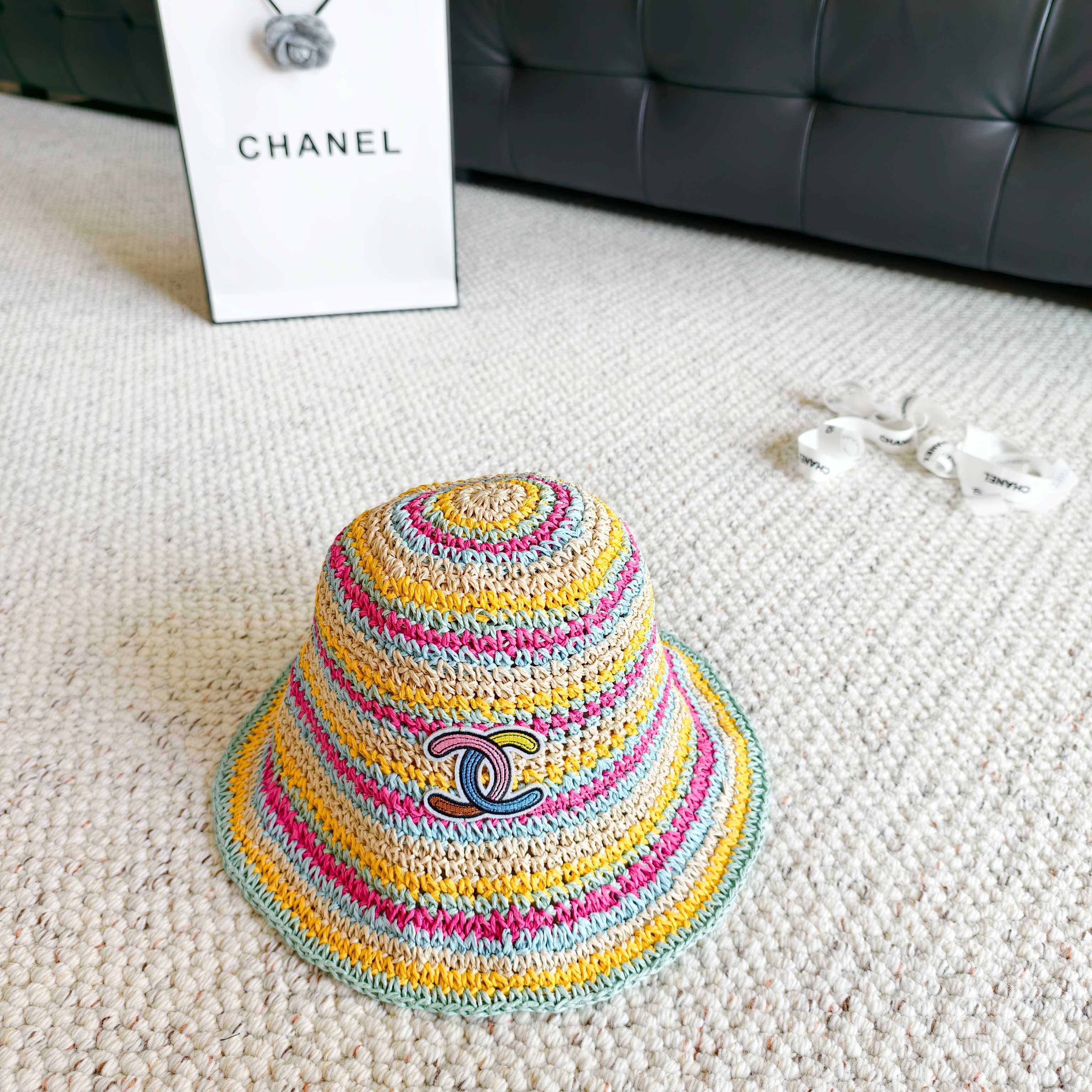 Chanel Rainbow Fisherman Hat in Straw 201576