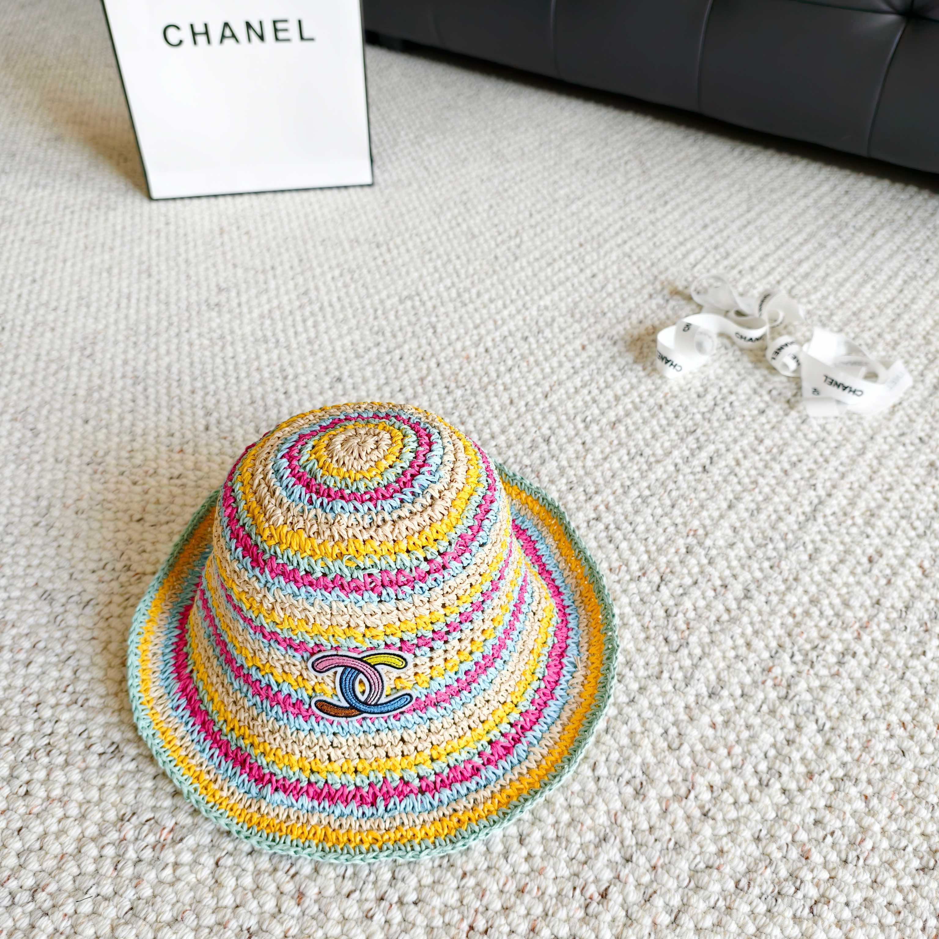 Chanel Rainbow Fisherman Hat in Straw 201576