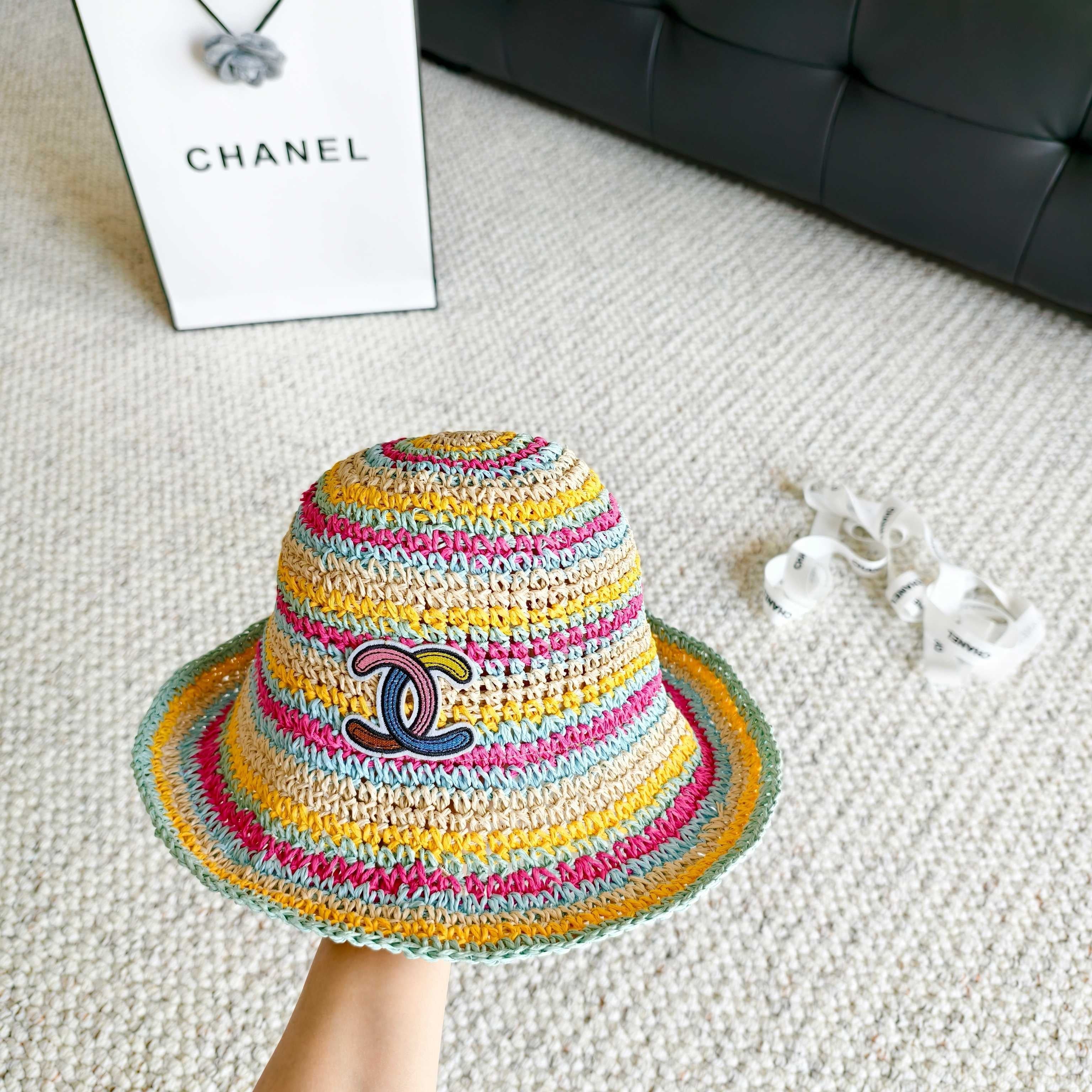Chanel Rainbow Fisherman Hat in Straw 201576