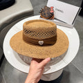 Chanel French Flat Top Hat Camel Brown in Straw 201565