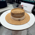 Chanel French Flat Top Hat Camel White in Straw 201564