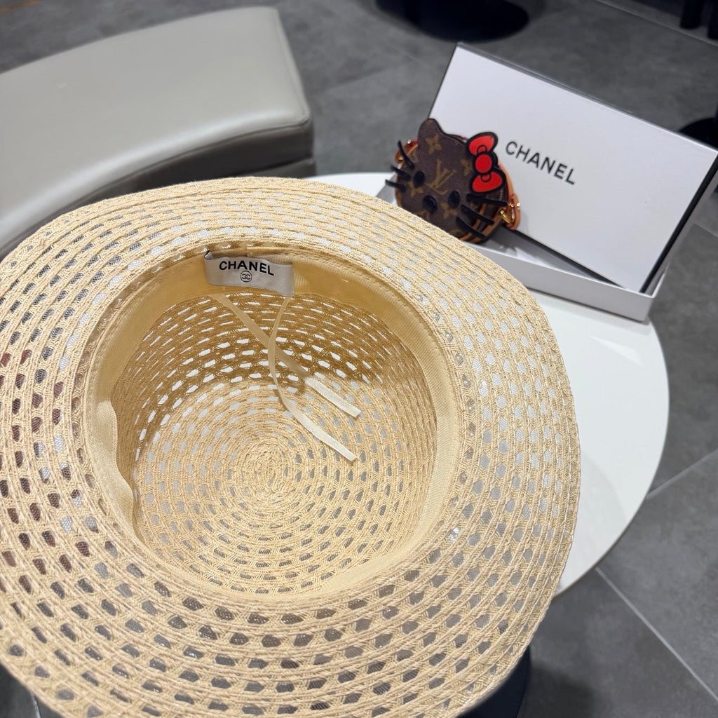 Chanel French Hat Elegant Pearl Beige in Straw 201563