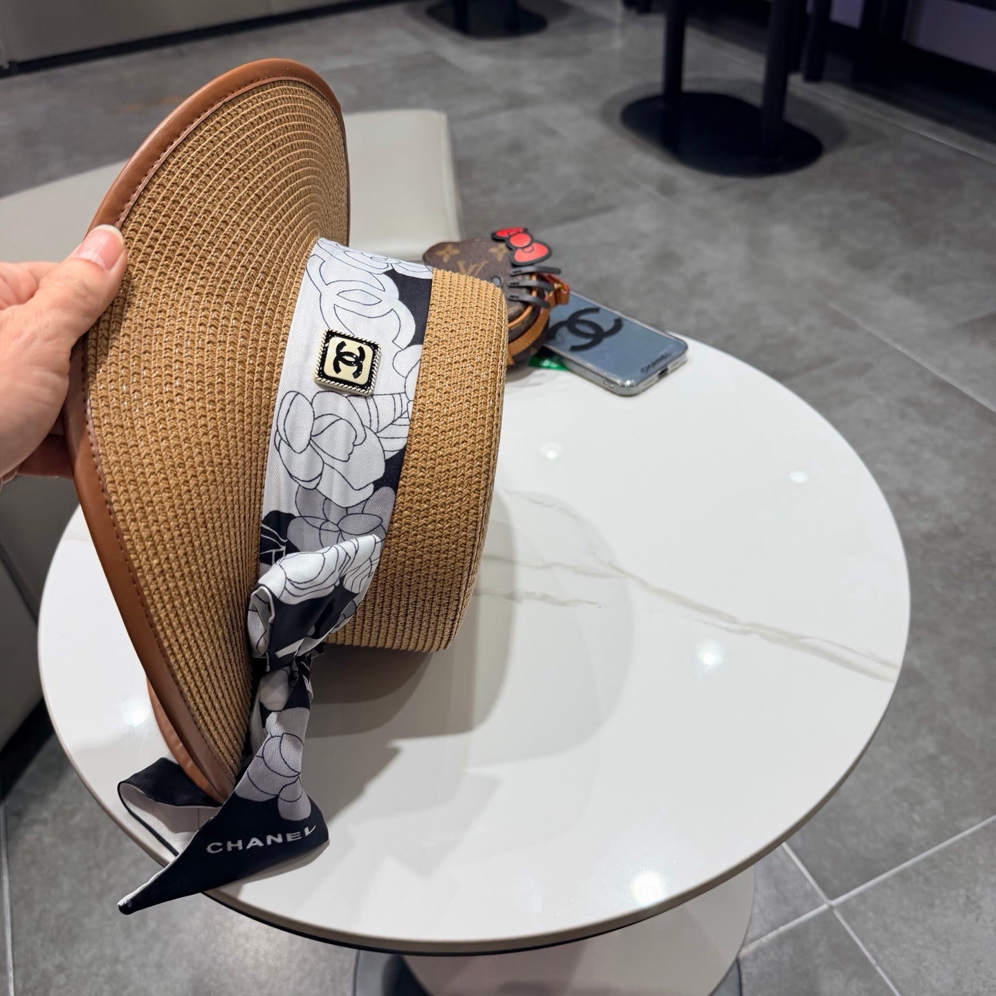 Chanel Flat-top Camel Straw Hat 201531
