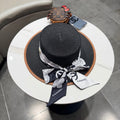 Chanel Flat-top Black Straw Hat 201530