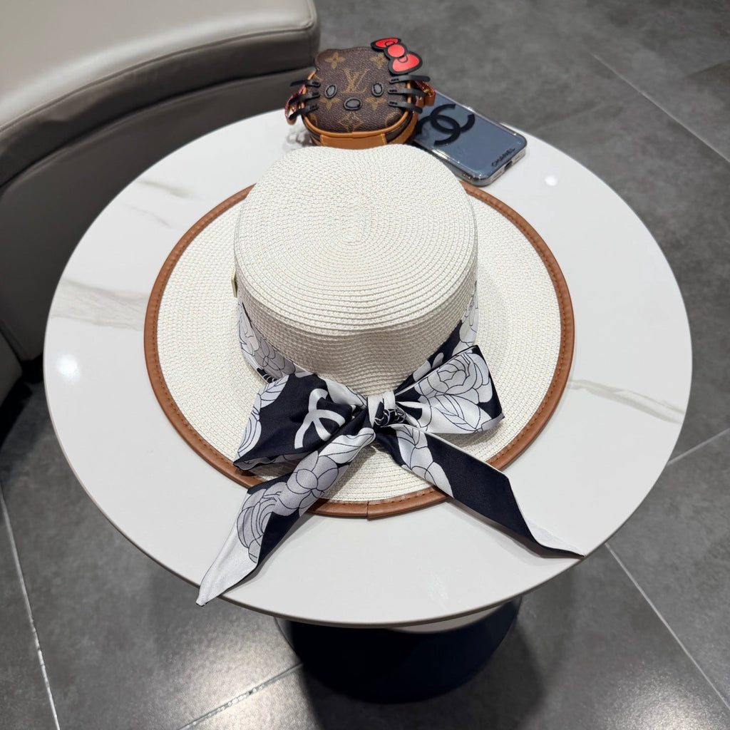 Chanel Flat-top White Straw Hat 201529
