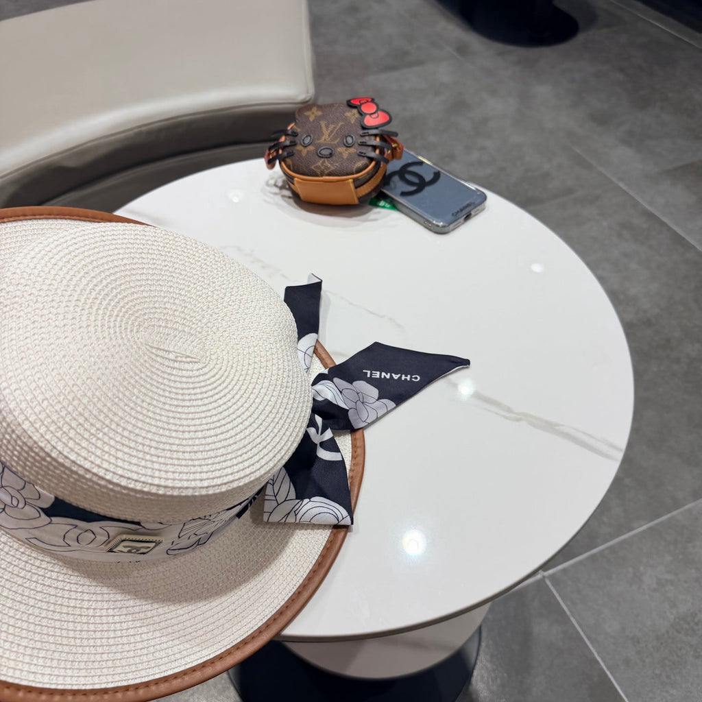 Chanel Flat-top White Straw Hat 201529