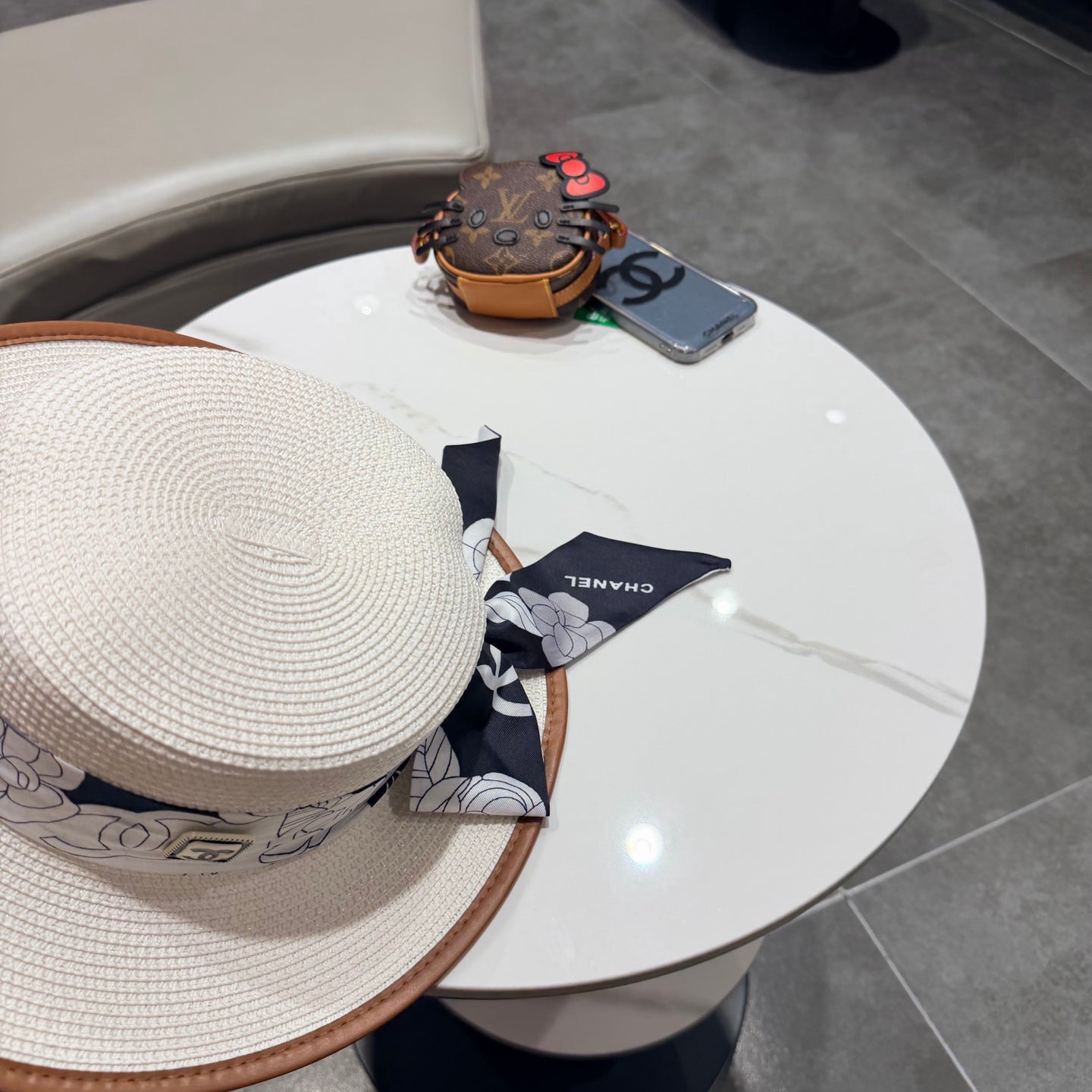 Chanel Flat-top White Straw Hat 201529