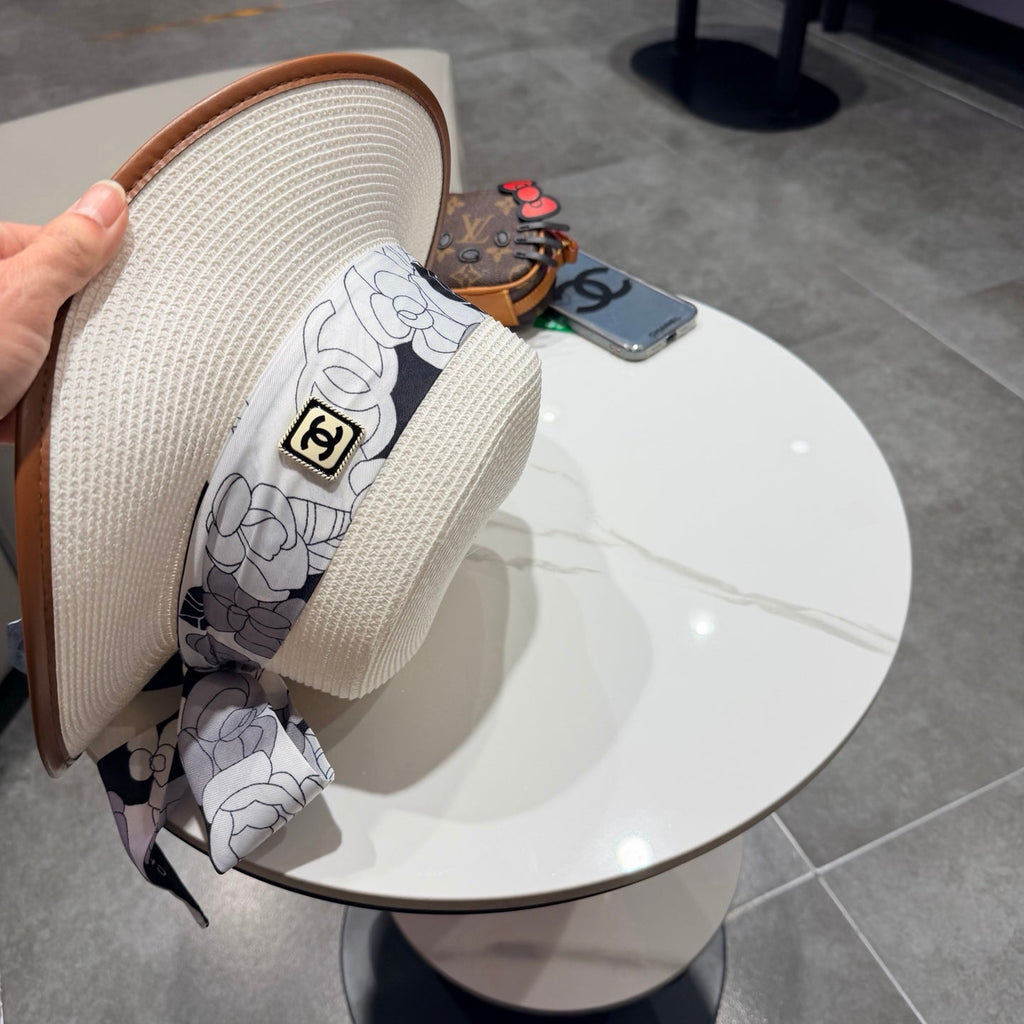 Chanel Flat-top White Straw Hat 201529
