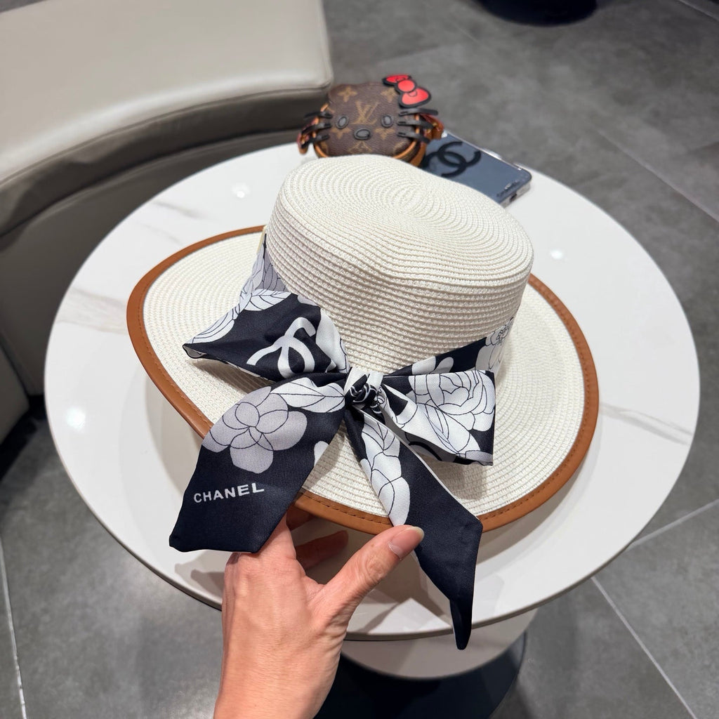 Chanel Flat-top White Straw Hat 201529