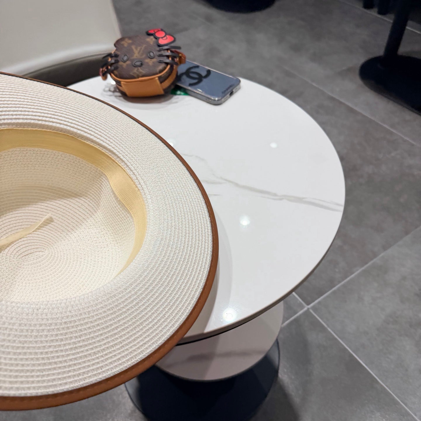 Chanel Flat-top White Straw Hat 201529