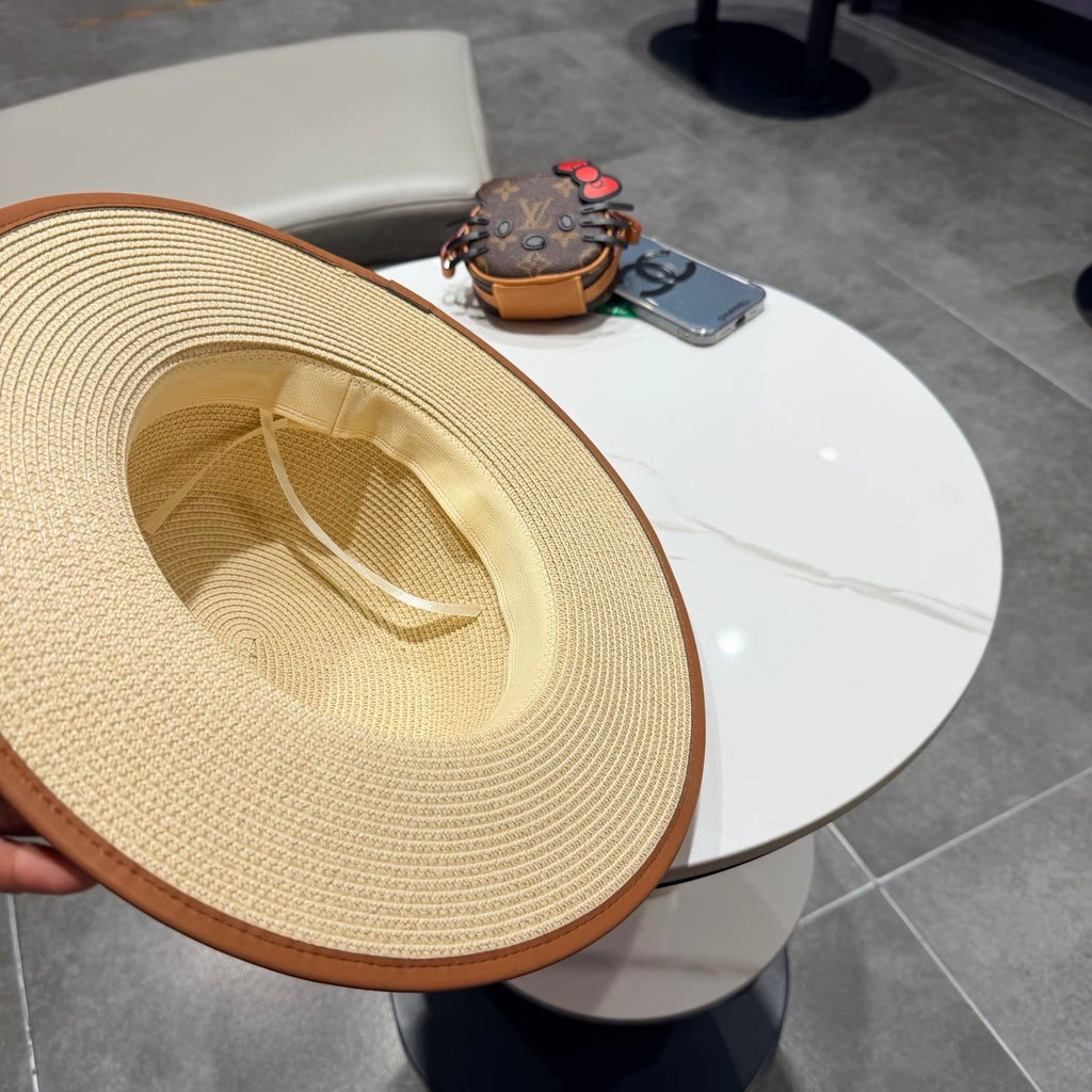 Chanel Flat-top Beige Straw Hat 201527