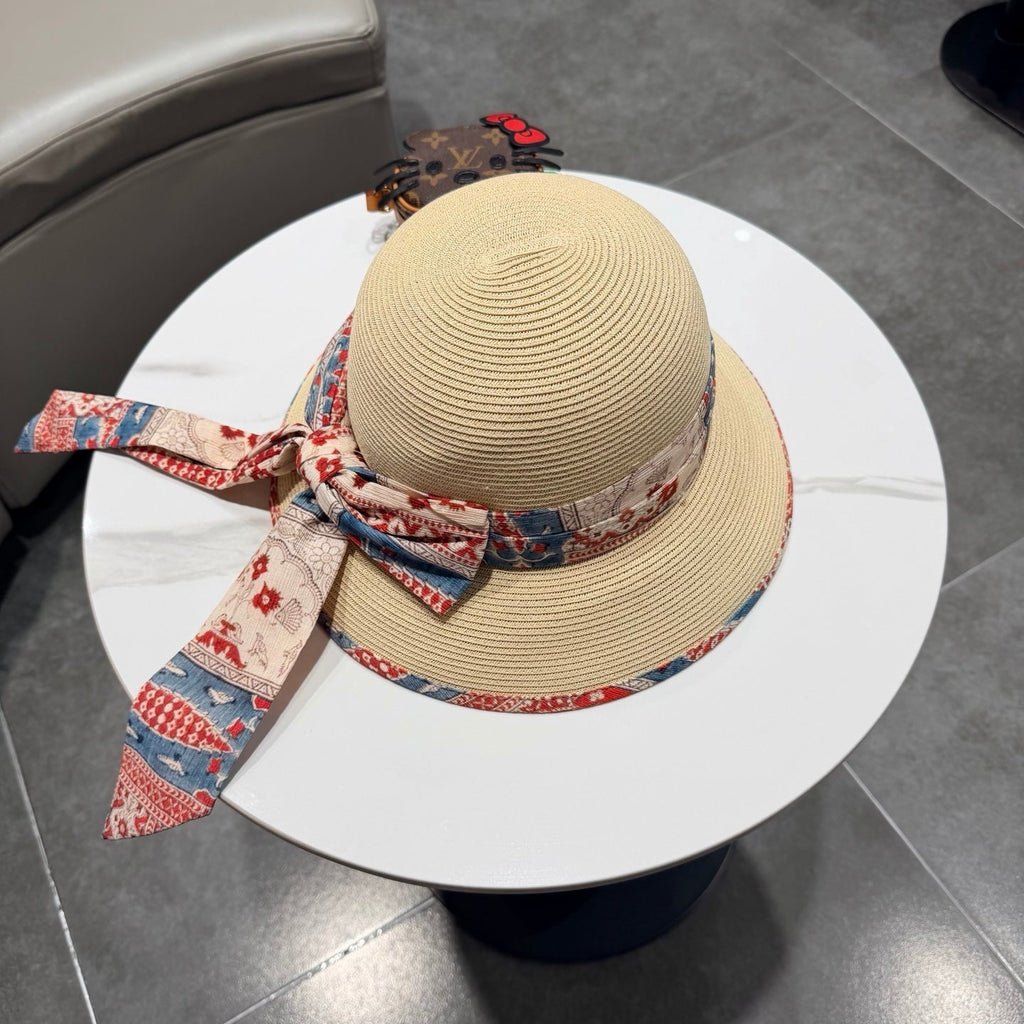Chanel Hat with Ribbon bow Beige in Straw 205600