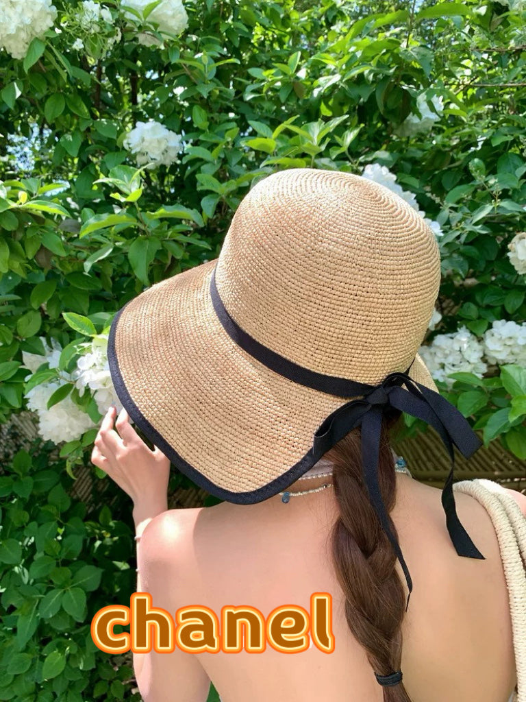 Chanel Hepburn Style Hat Beige in Raffia 205599