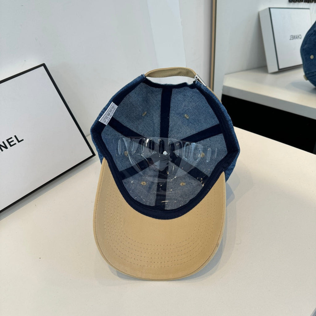Chanel Baseball Cap Blue Beige in Cotton 205358