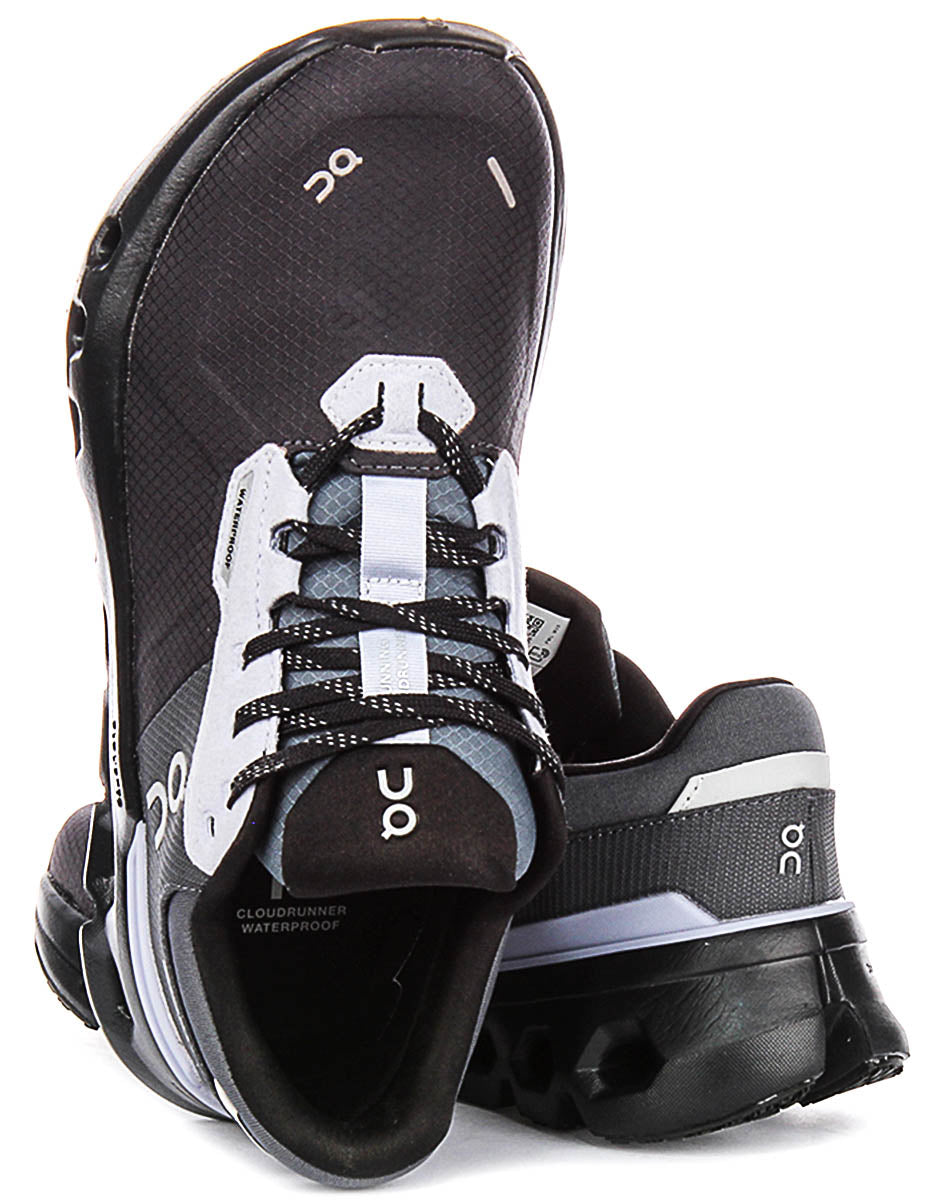 On Running Cloudrunner 2 Waterproof In Black Grey For Women