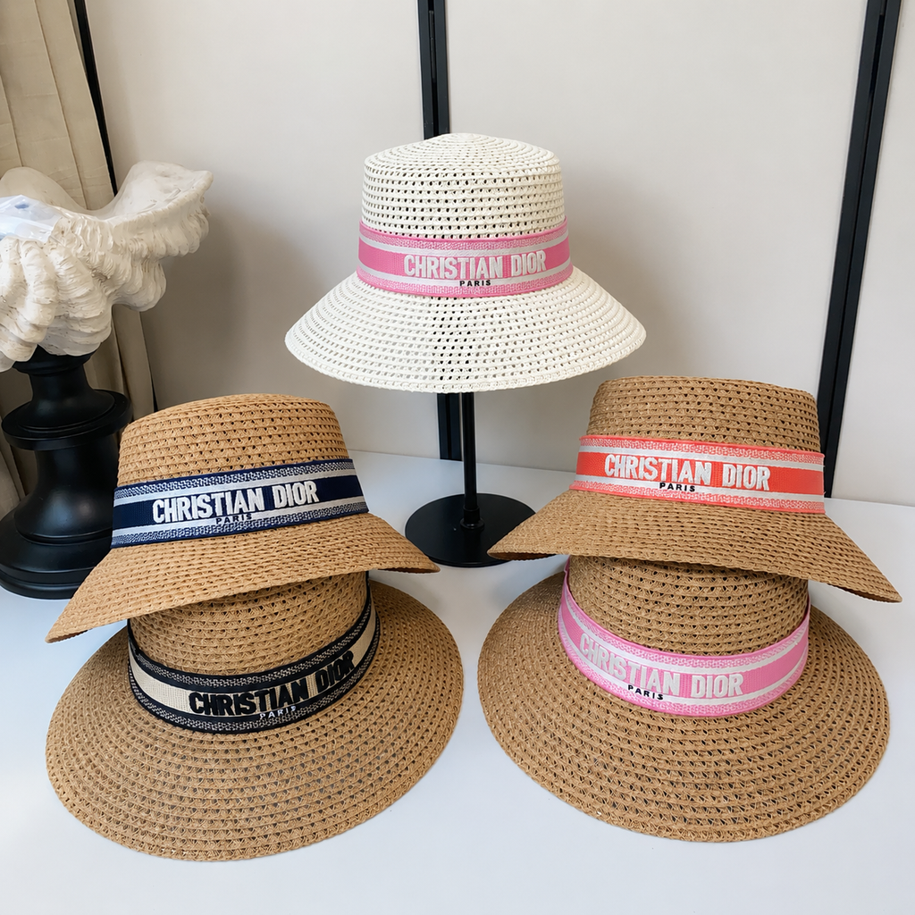 CD Straw Hat With Embroidered Logo 212956