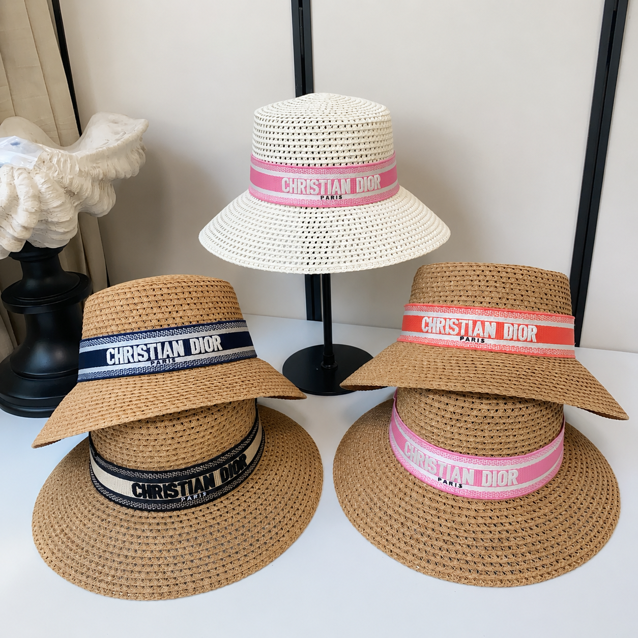 CD Straw Hat With Embroidered Logo 212956
