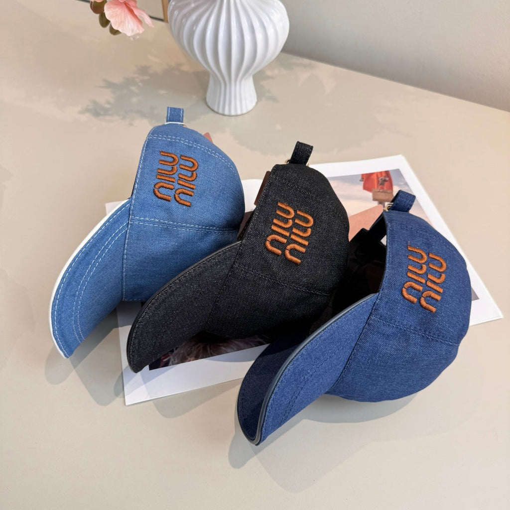 Miu Baseball Cap Denim Cotton 343799
