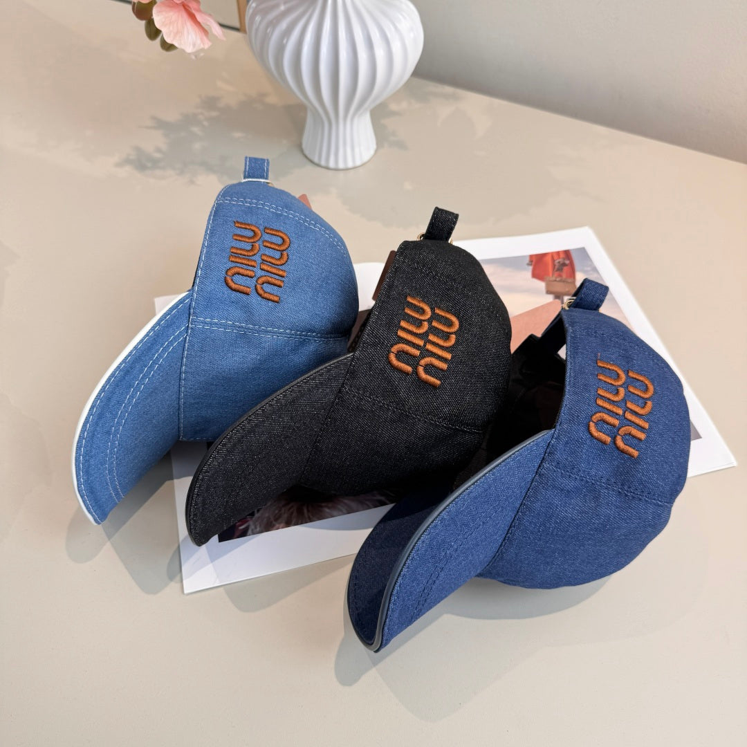 Miu Baseball Cap Denim Cotton 343799