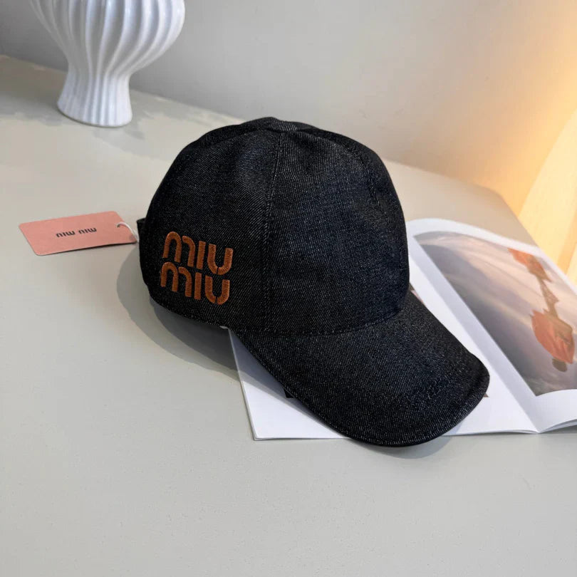 Miu Baseball Cap Denim Cotton 343799