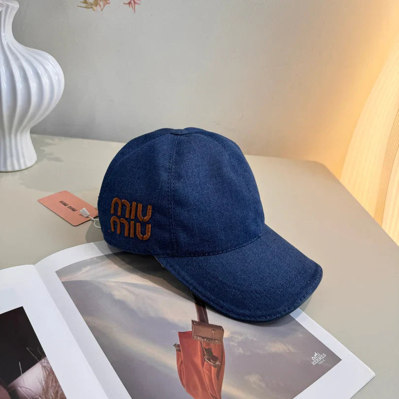 Miu Baseball Cap Denim Cotton 343799