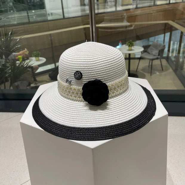 Chanel Camellia Woven Straw Hat 213420