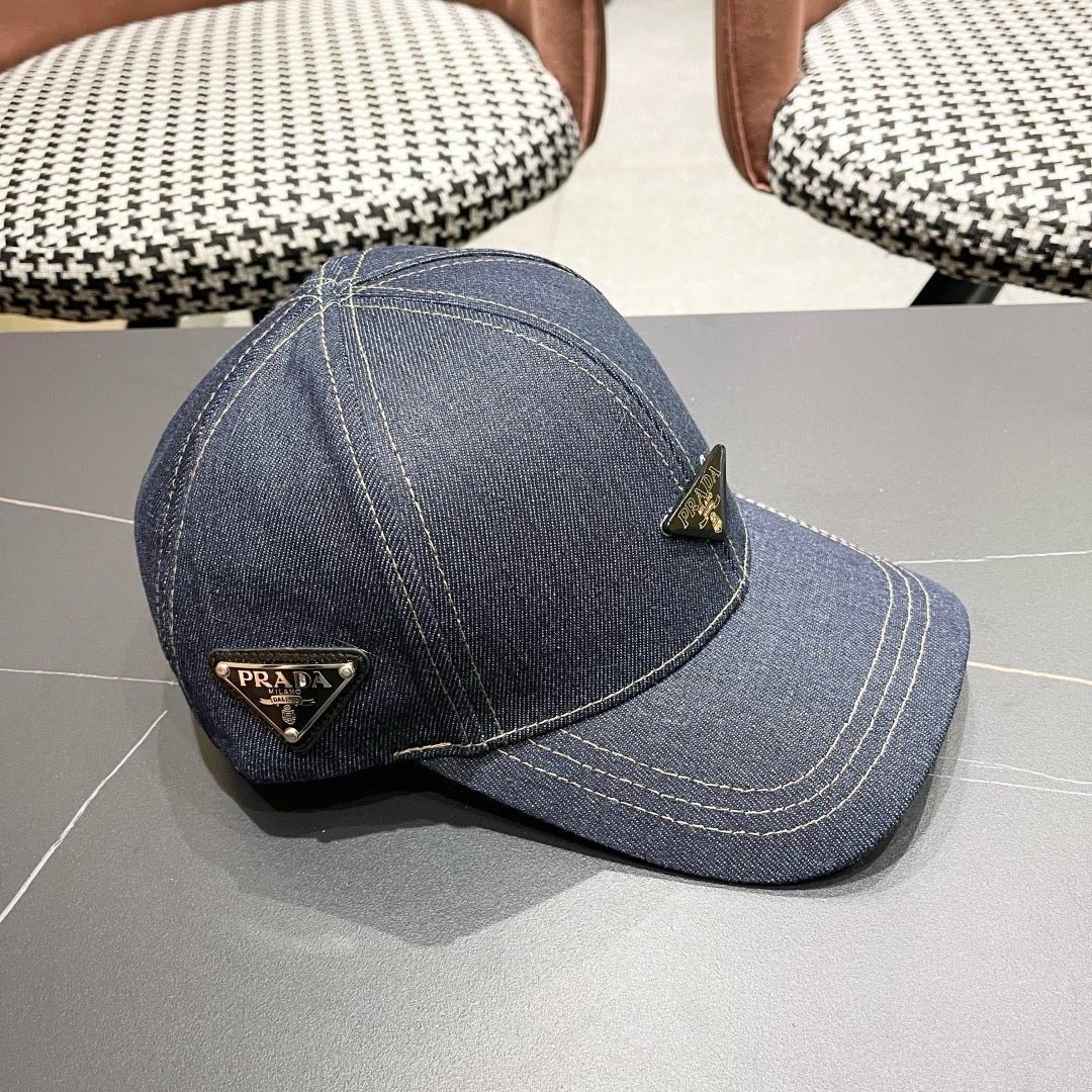 Prada Baseball Cap Blue Cotton 219147