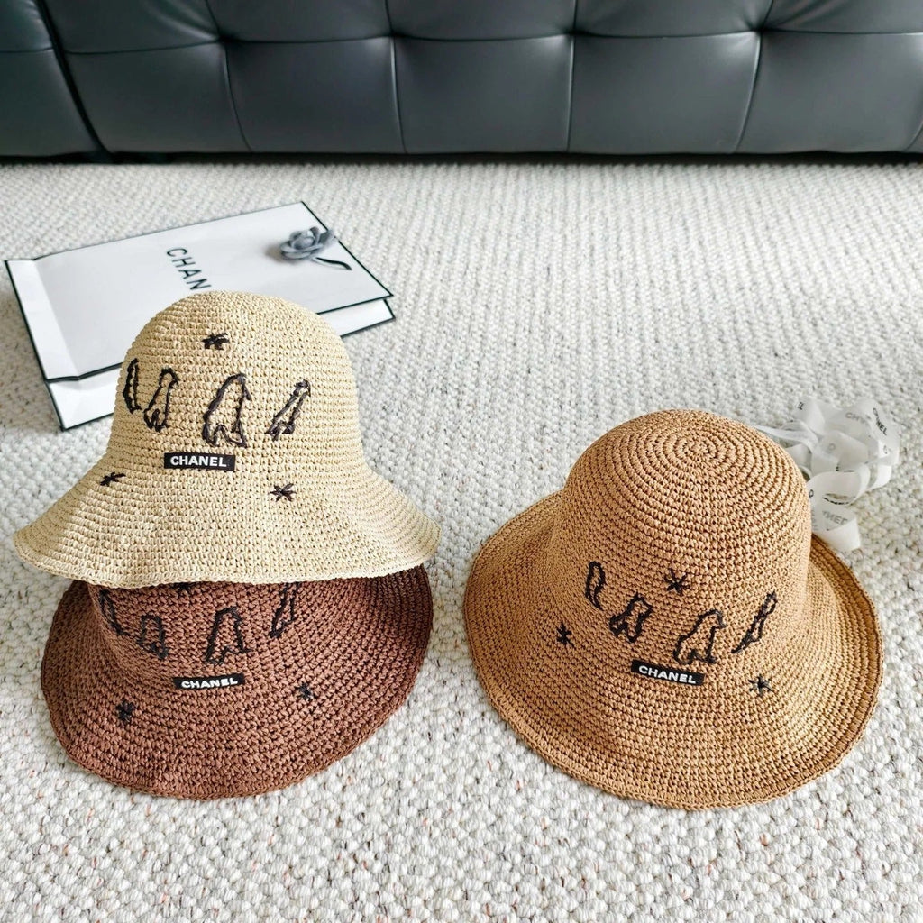 Chanel Woven Embroidered Heavy-Duty Bucket Hat 240672