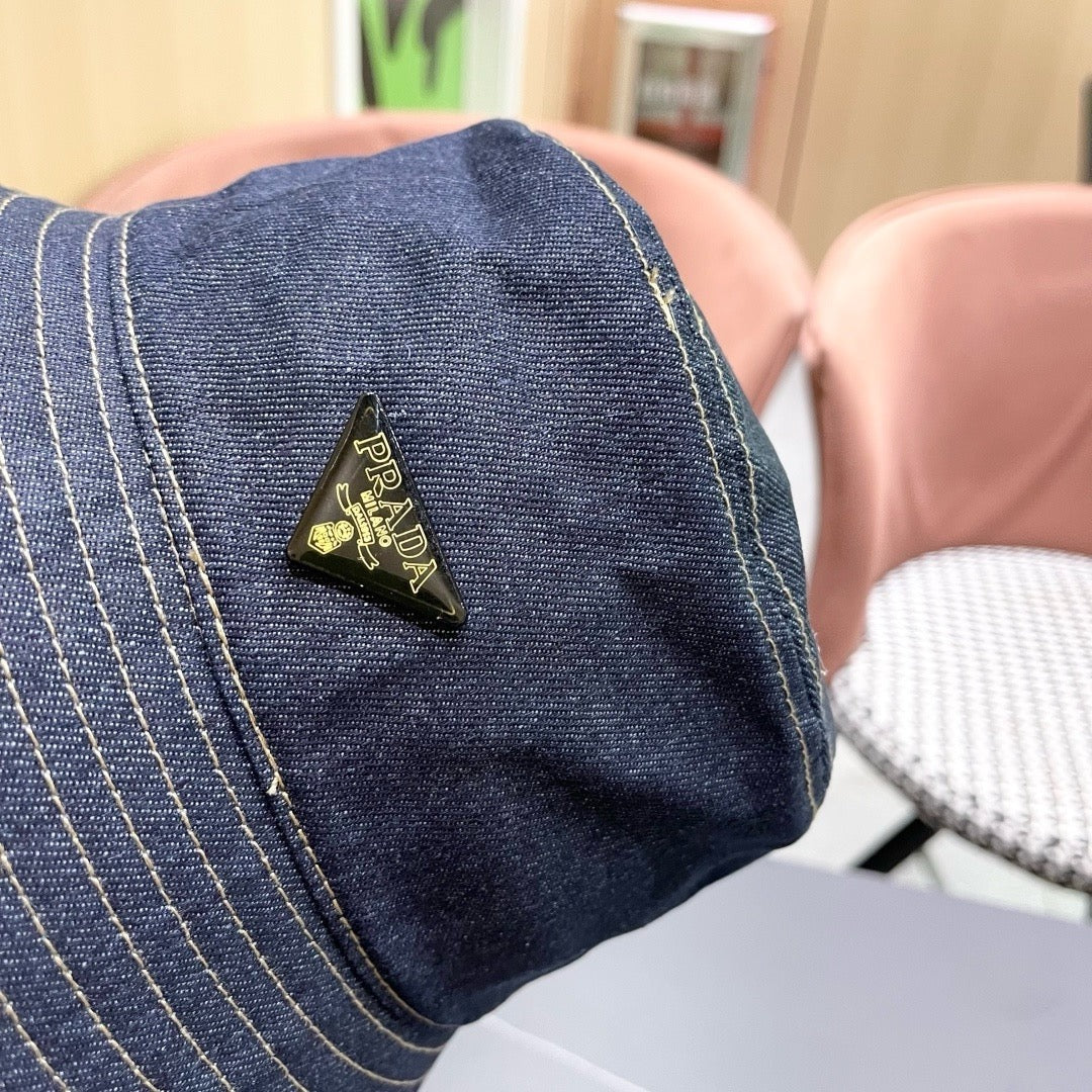 Prada Bucket Hat Blue Cotton 219148