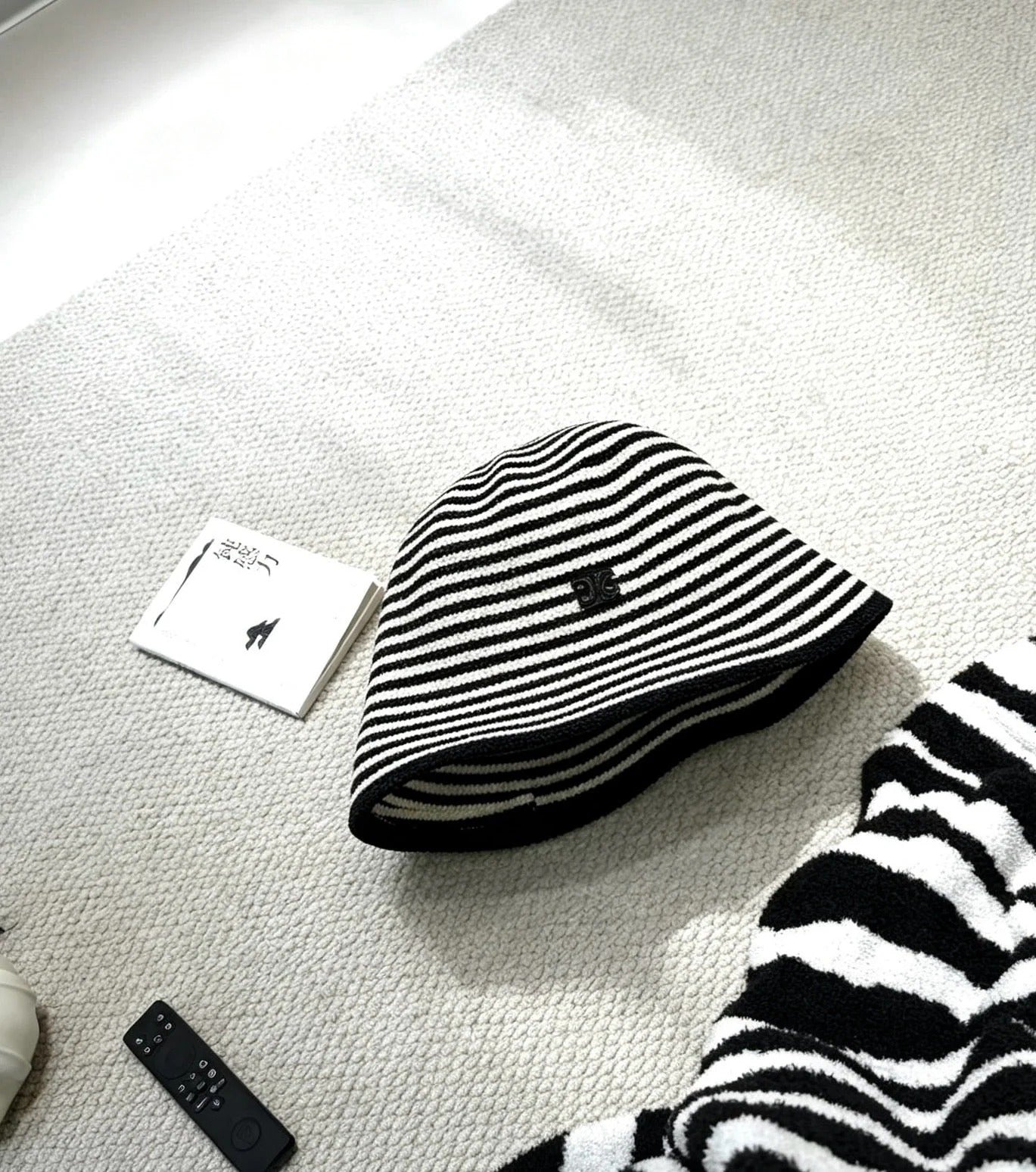 CE Black And White Striped Bucket Hat 212908