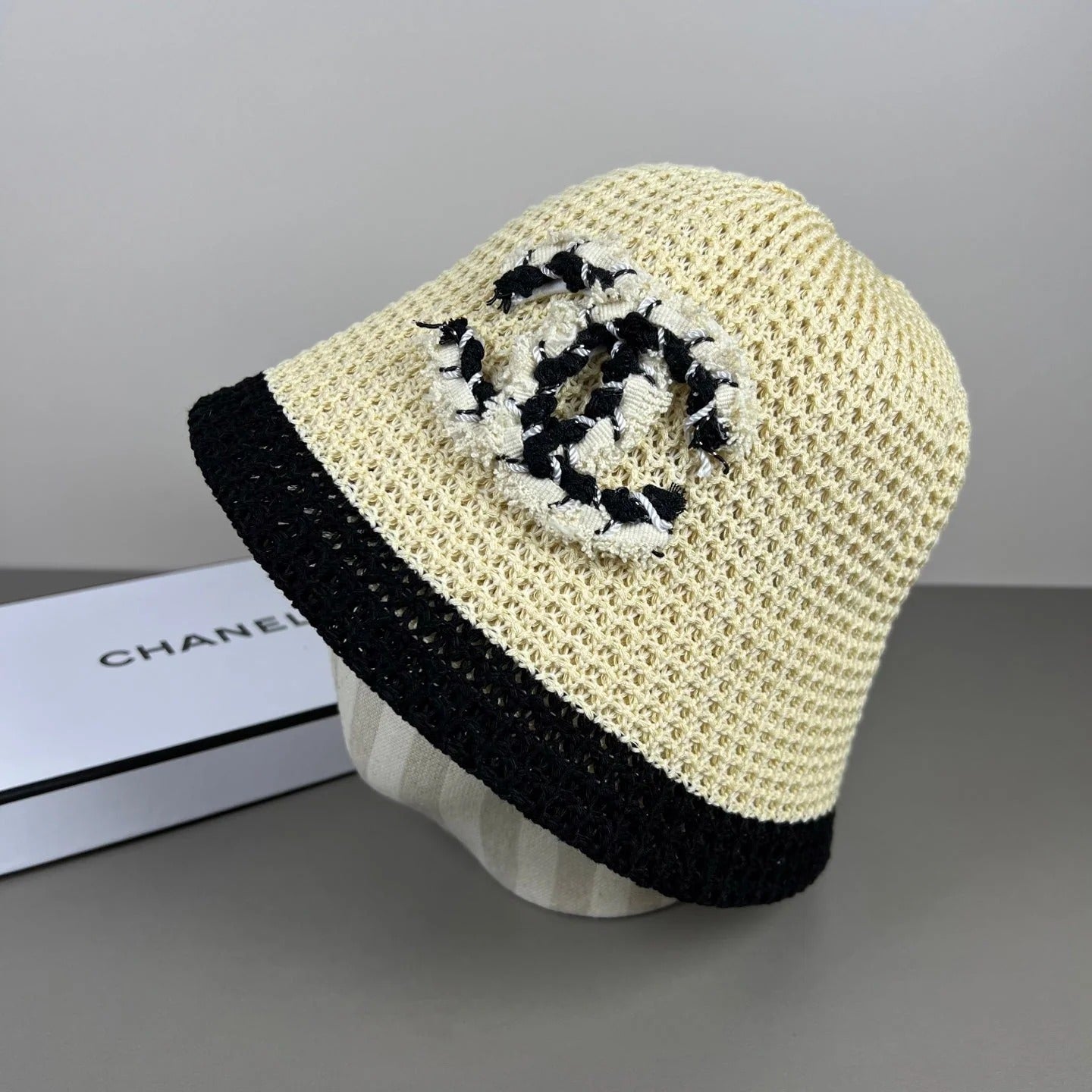 Chanel Knitted Lace Bucket Hat Wool 237353