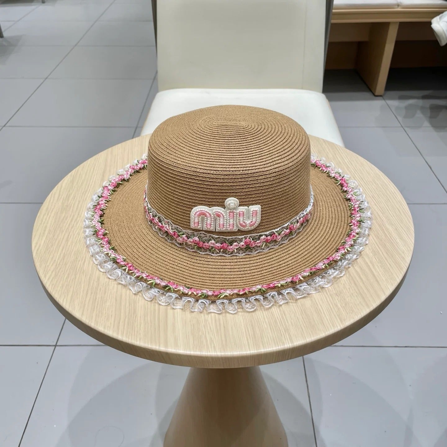 Miumiu Braided Straw-trimmed Bowl Hat 219091
