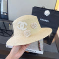 CC Straw Hat with Flower Logo 379510