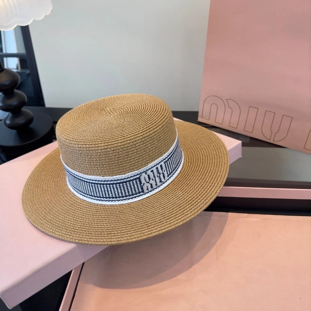 Miu Flat-top Straw Hat 379483