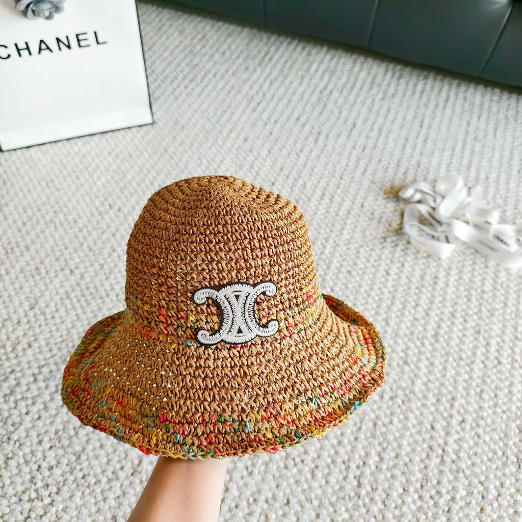 Celine Simple Bucket Hat Straw Woven 237188