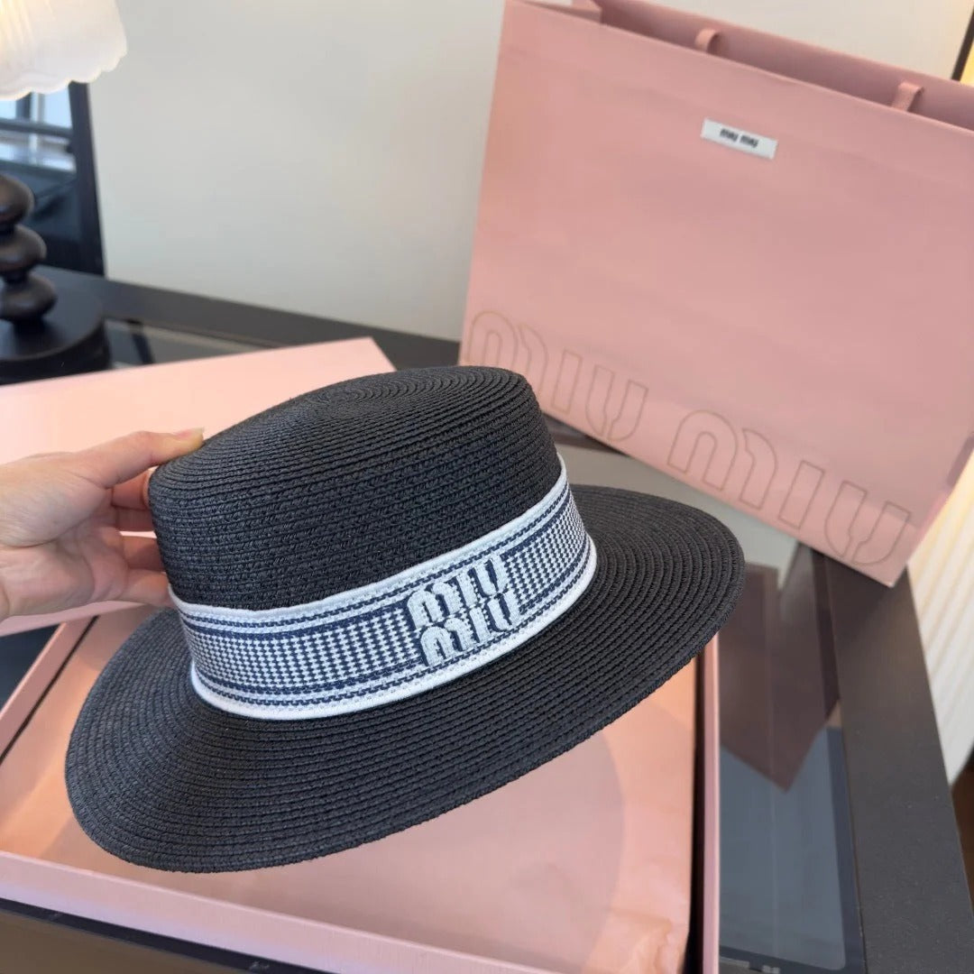 Miu Flat-top Straw Hat 379483