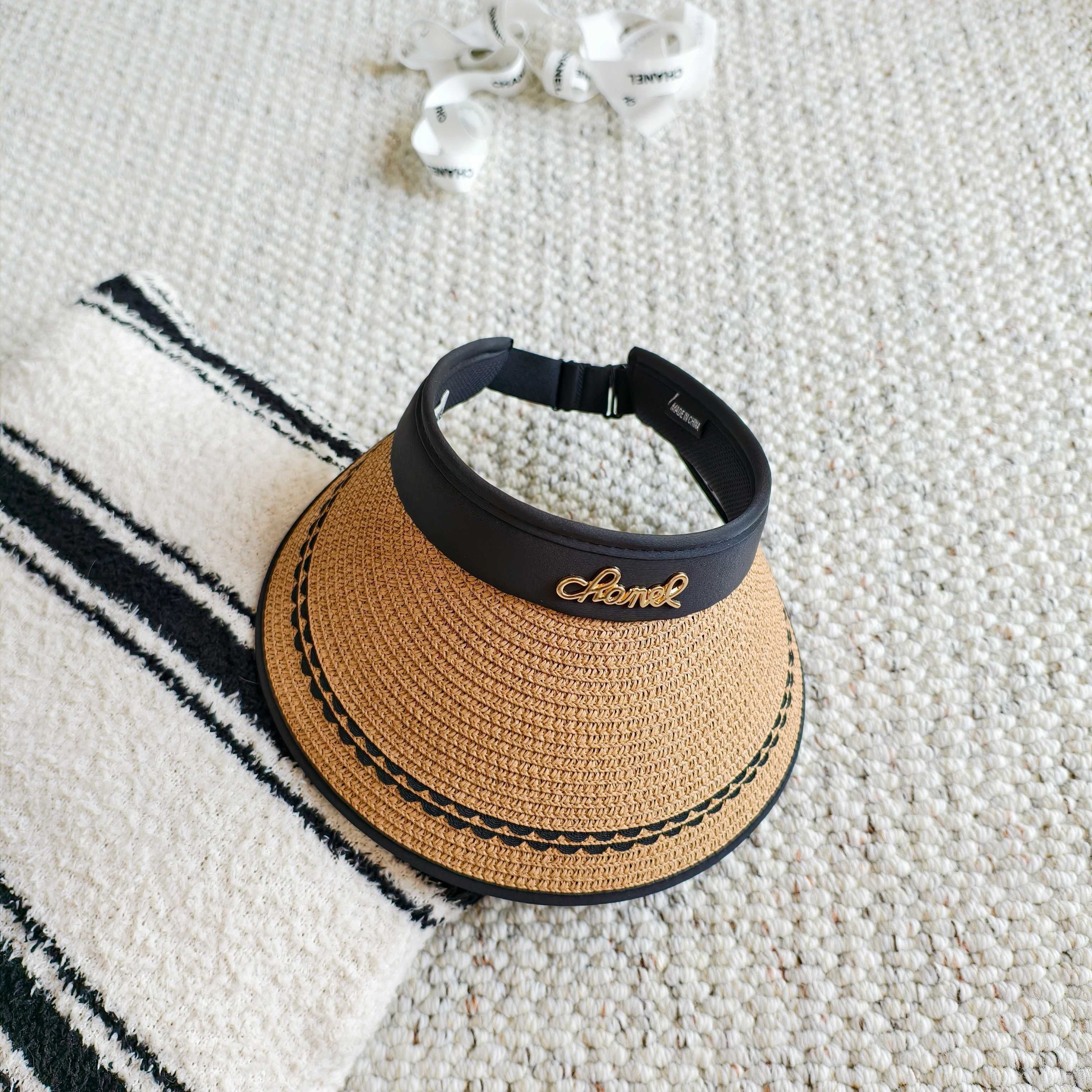 Chanel Sun Hat with Visor Straw Fabric 237221