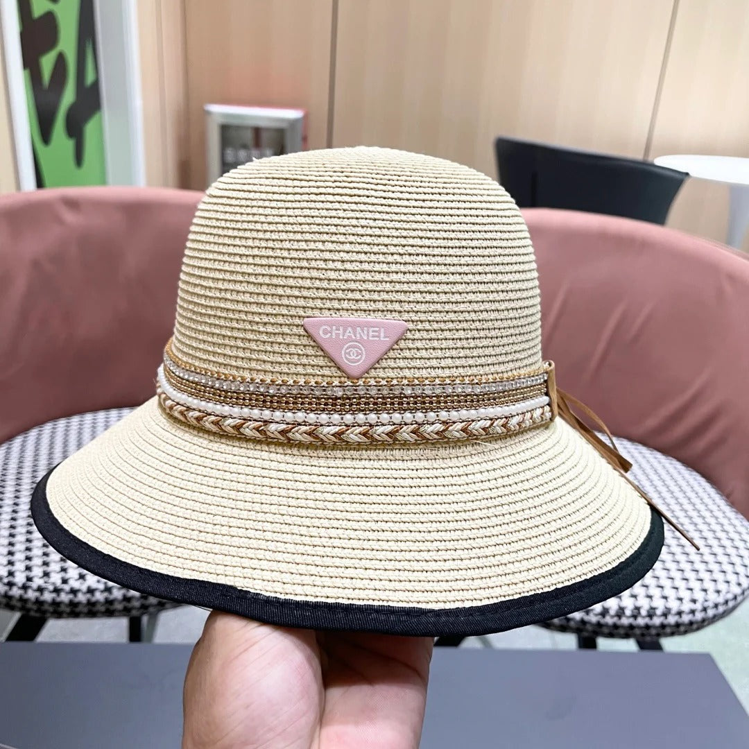 Chanel Straw Beach Hat With A Pearl Band 219073